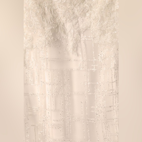 Sz 4 NWOT Lulus Wonderstruck White Glitter Lace-Up Embroidered Lace Maxi Dress - Picture 6 of 10